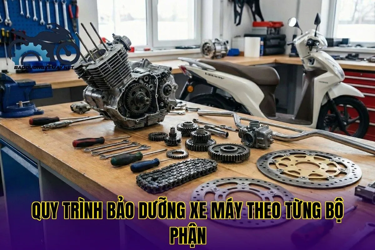 quy trình bảo dưỡng xe máy theo từng bộ phận