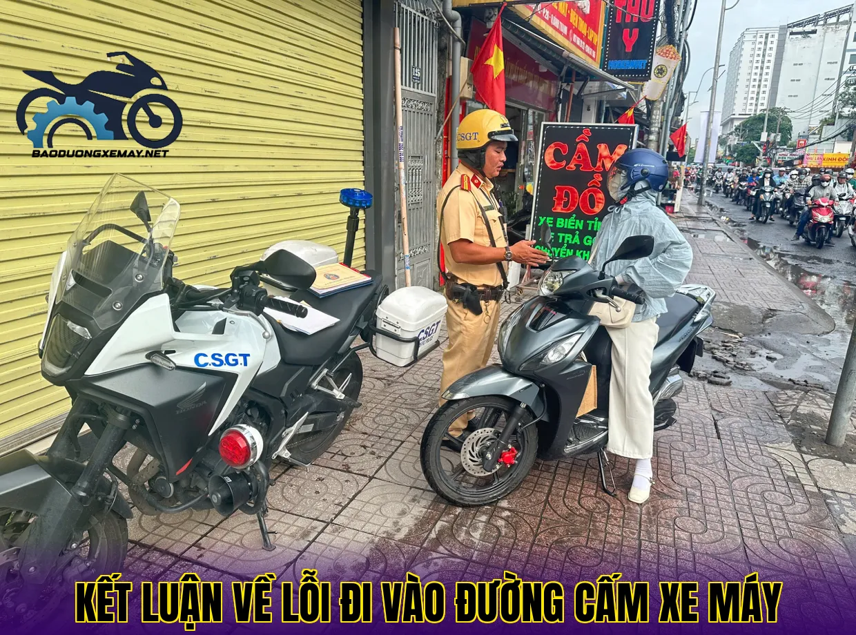 kết luận về lỗi đi vào đường cấm xe máy