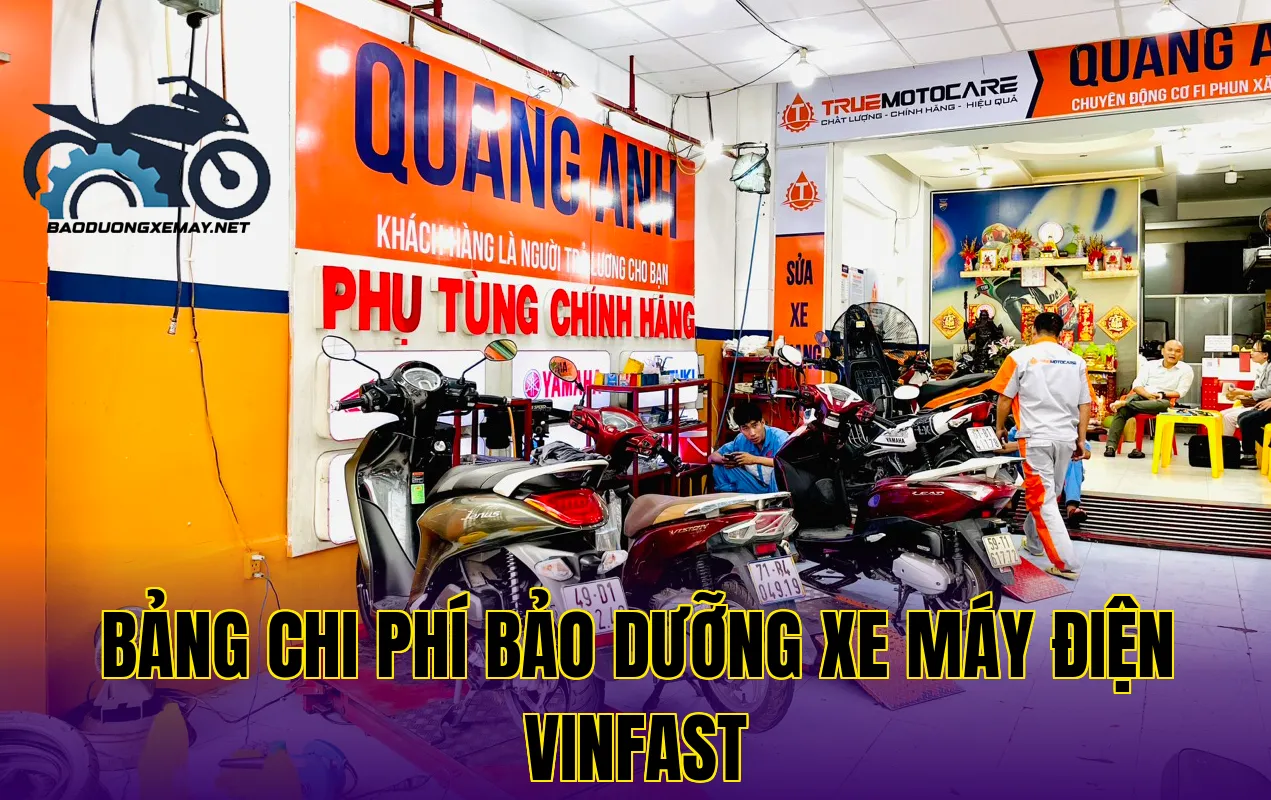 bảng chi phí bảo dưỡng xe máy điện VinFast