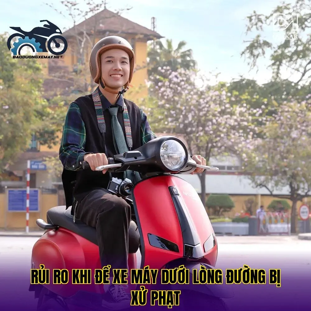 rủi ro khi để xe máy dưới lòng đường bị xử phạt