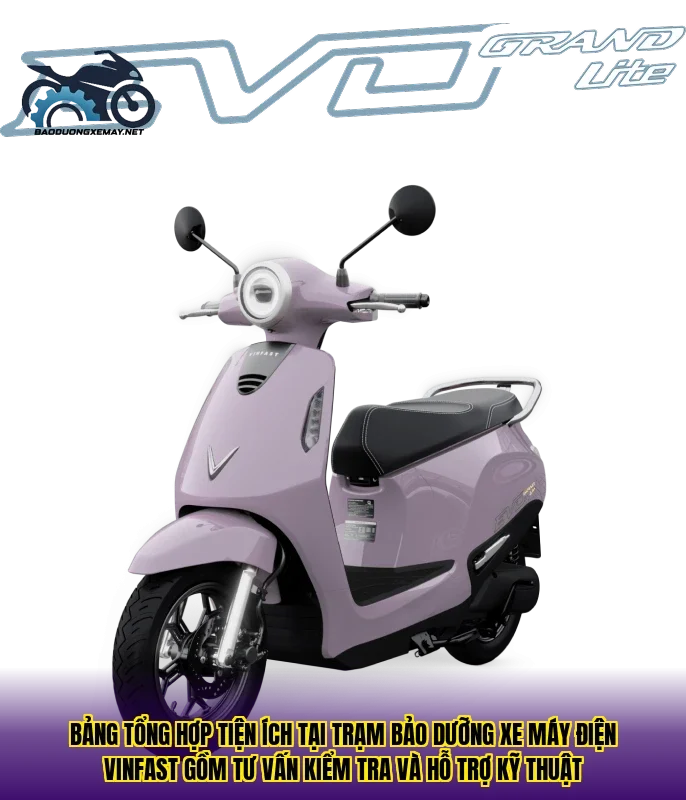 Bảng tổng hợp tiện ích tại trạm bảo dưỡng xe máy điện VinFast gồm tư vấn kiểm tra và hỗ trợ kỹ thuật