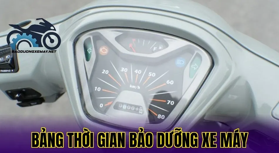 bảng thời gian bảo dưỡng xe máy