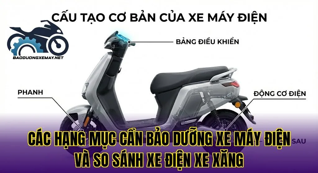 các hạng mục cần bảo dưỡng xe máy điện và so sánh xe điện xe xăng