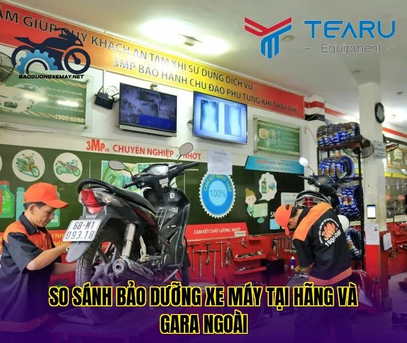 so sánh bảo dưỡng xe máy tại hãng và gara ngoài