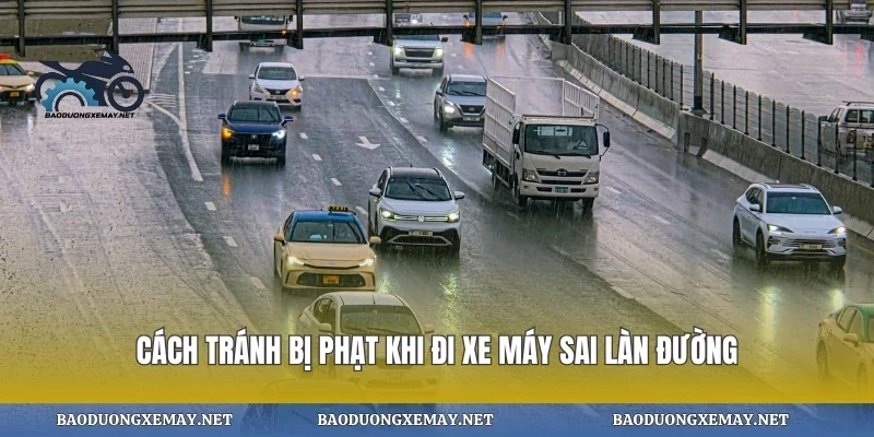 Cách tránh bị phạt khi đi xe máy sai làn đường