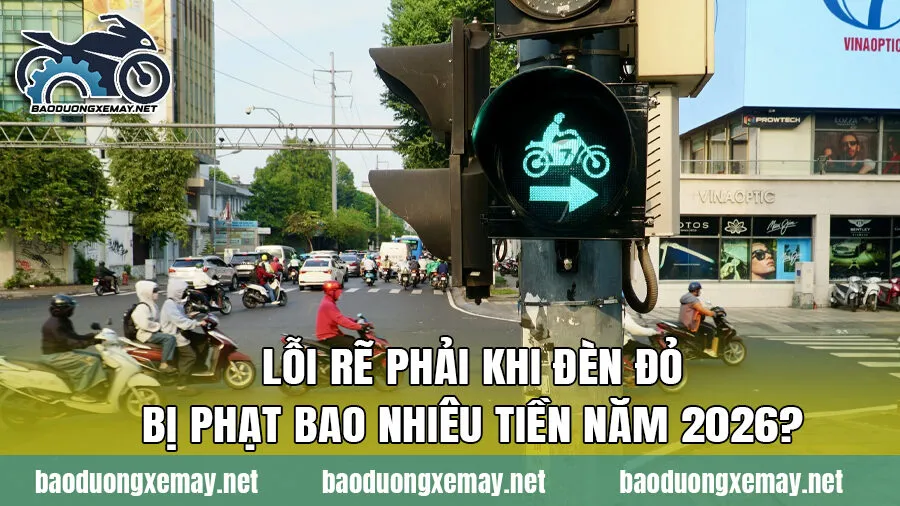 Lỗi rẽ phải khi đèn đỏ bị phạt bao nhiêu tiền năm 2026?